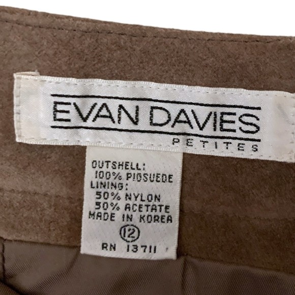 Vintage Evan Davies Brown Pigsuede Pencil Straight Skirt Size 12 Knee Length - Picture 3 of 6